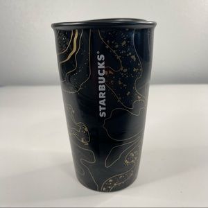 Starbucks 12oz 2018 Holiday Black & Gold Double Wall Travel Tumbler W/ Lid